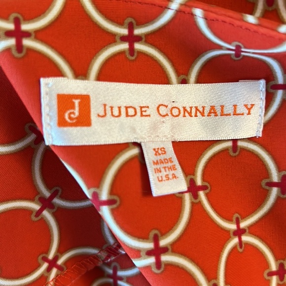 LN Jude Connally Sabine Geo Gircle Paprika Gold Button 3/4 Sleeve Mini Dress. XS - Picture 12 of 15